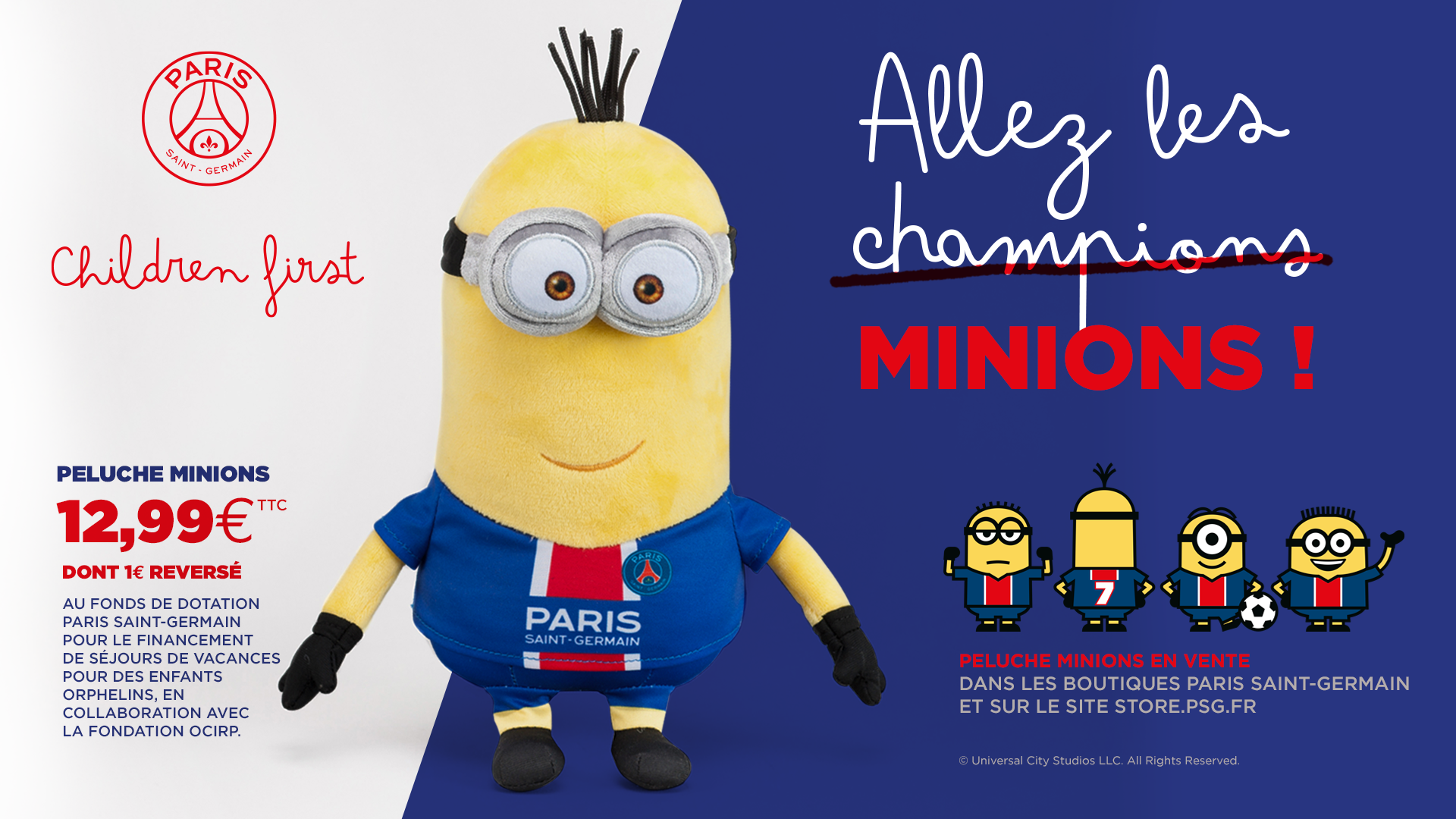 Le Paris Saint-Germain et les Studios Illumination dévoilent une peluche  Minions aux couleurs du club